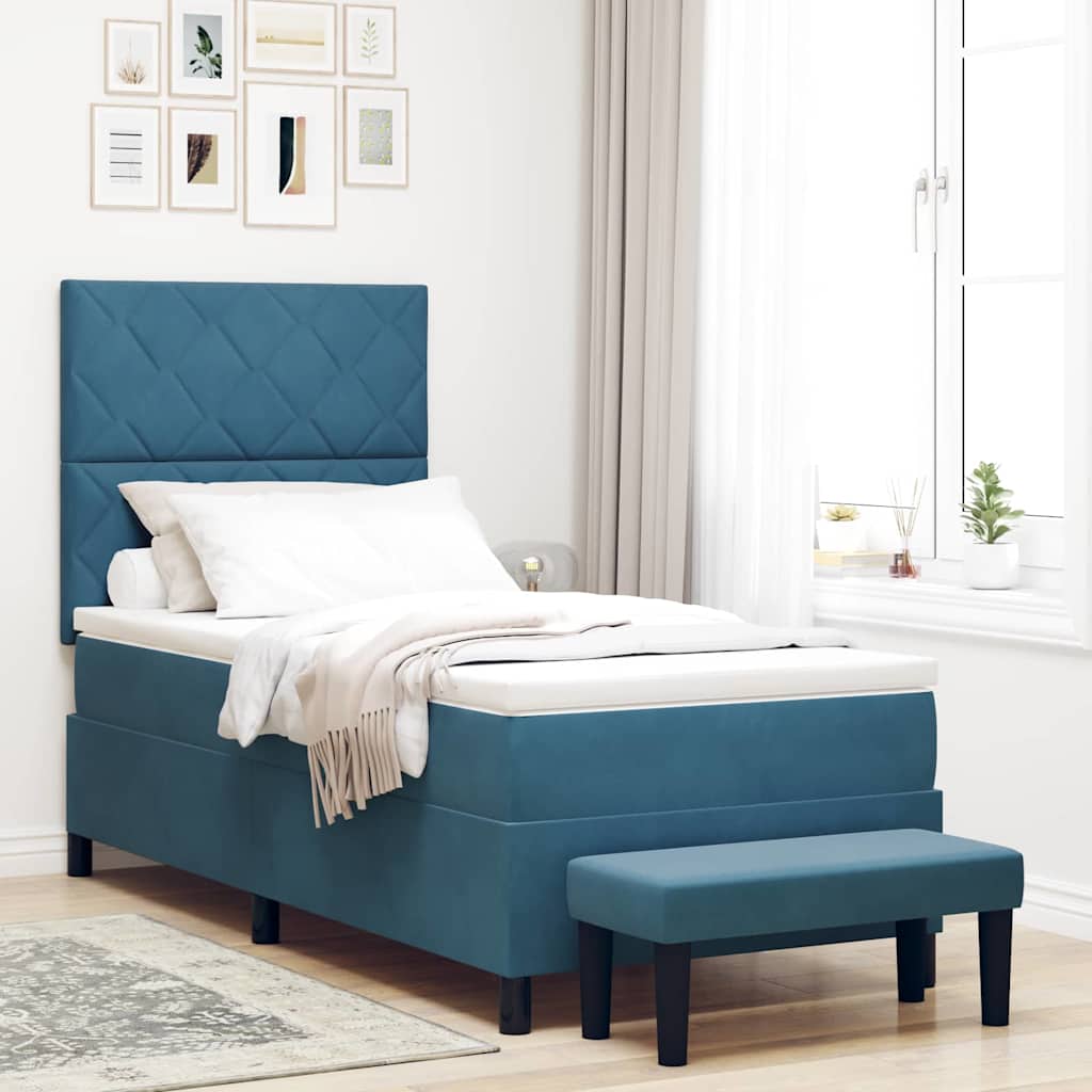 vidaXL Κρεβάτι με ελατήρια Σκούρο Μπλε 200 x 100 cm Βελούδο