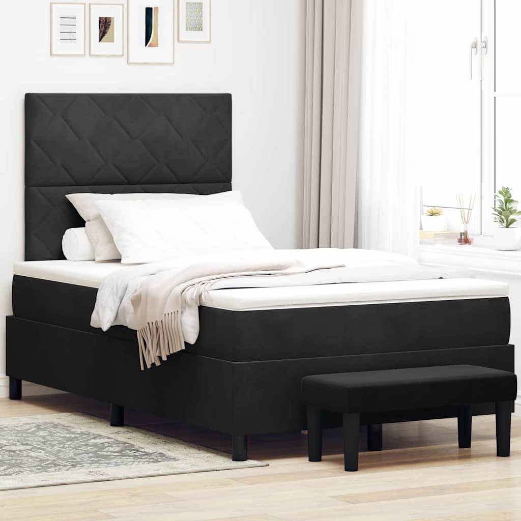 vidaXL Κρεβάτι με ελατήρια Μαύρο 200 x 120 εκατοστά Βελούδο