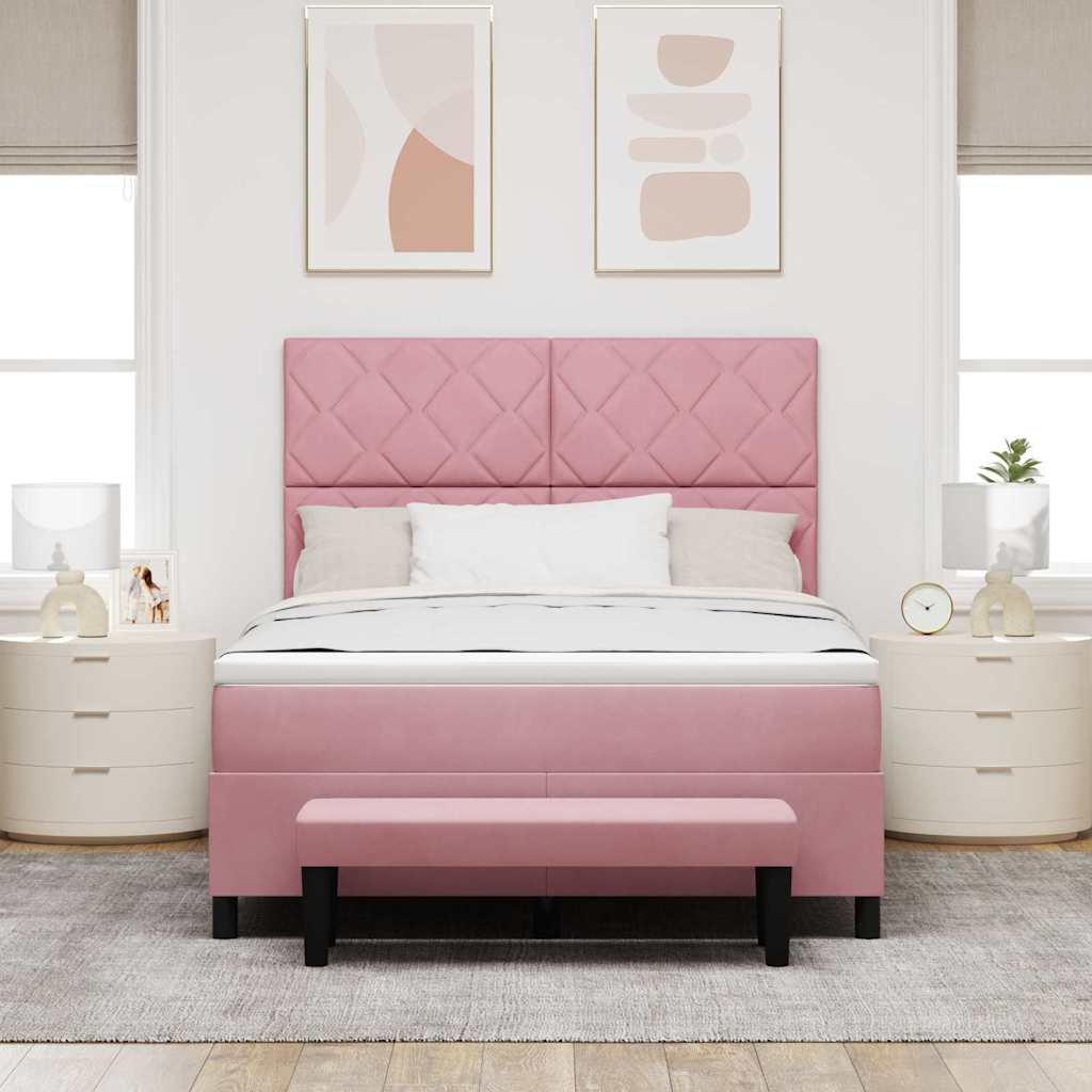 vidaXL Κρεβάτι με ελατήρια με μαξιλάρι Ροζ 200 x 140 cm Βελούδο