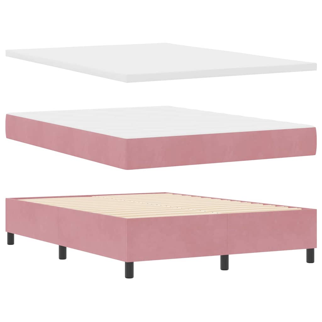 vidaXL Κρεβάτι με ελατήρια με μαξιλάρι Ροζ 200 x 140 cm Βελούδο