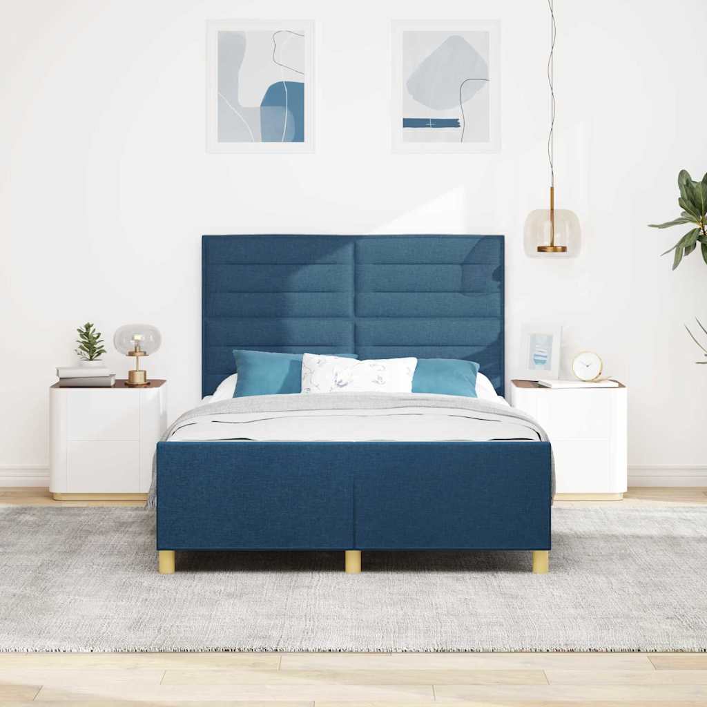 vidaXL Σκελετός Κρεβατιού με κεφαλάρι Μπλε 160 x 200 cm ύφασμα