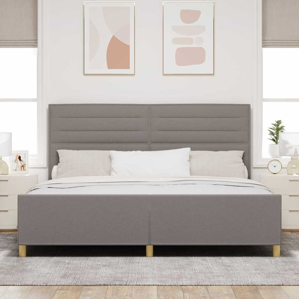 vidaXL Σκελετός Κρεβατιού με κεφαλάρι Taupe 200 x 200 cm ύφασμα