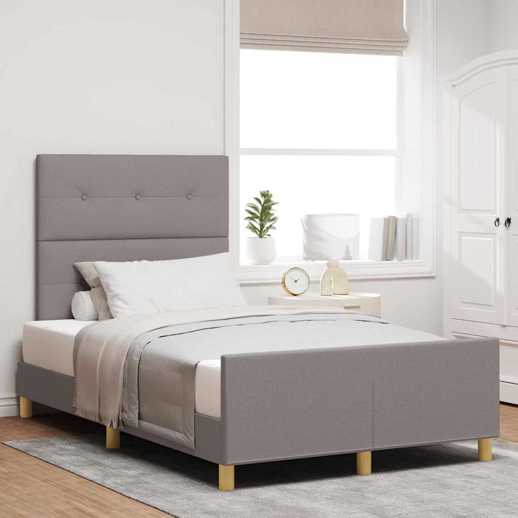 vidaXL Σκελετός Κρεβατιού με κεφαλάρι Taupe 120 x 190 cm ύφασμα
