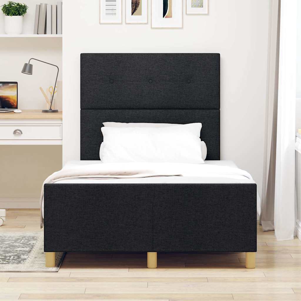 vidaXL Σκελετός Κρεβατιού με κεφαλάρι Μαύρο 120 x 200 cm ύφασμα