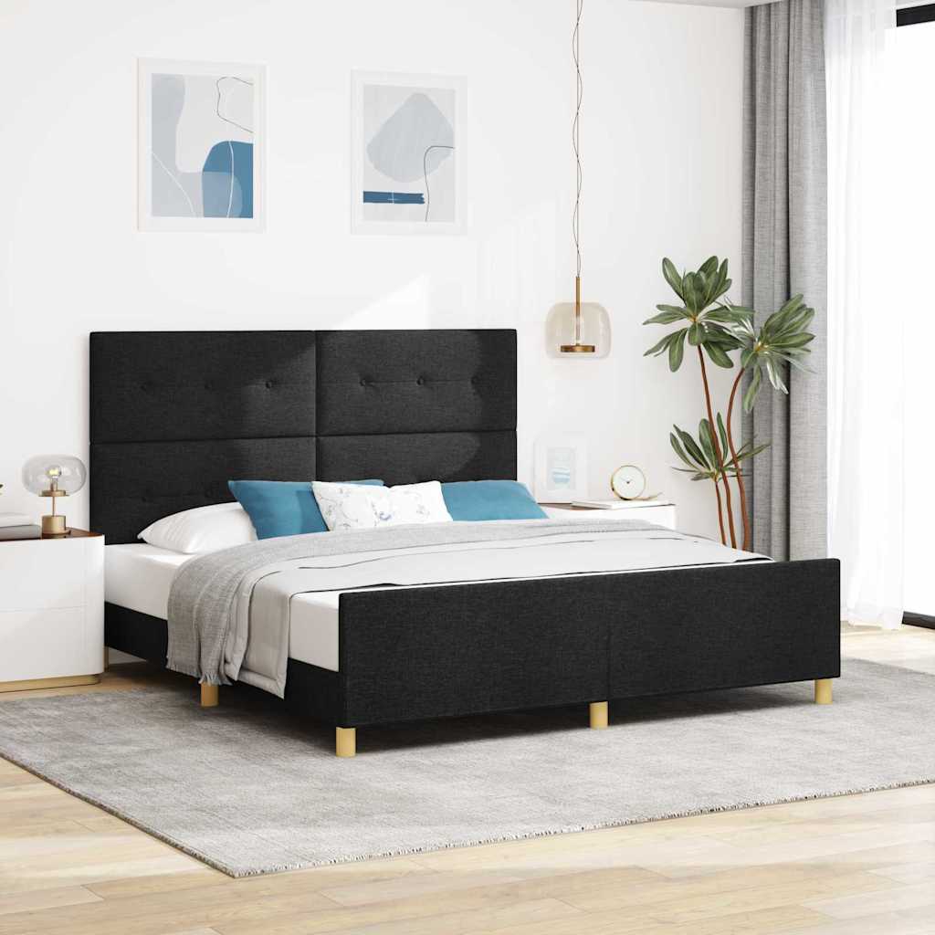vidaXL Σκελετός Κρεβατιού με κεφαλάρι Μαύρο 180 x 200 cm ύφασμα
