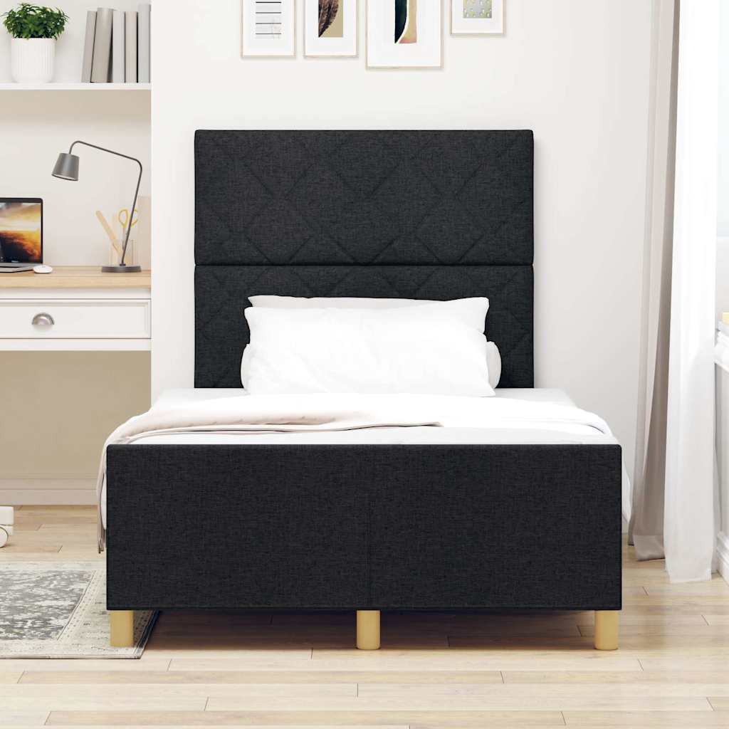 vidaXL Σκελετός Κρεβατιού με κεφαλάρι Μαύρο 120 x 190 cm ύφασμα