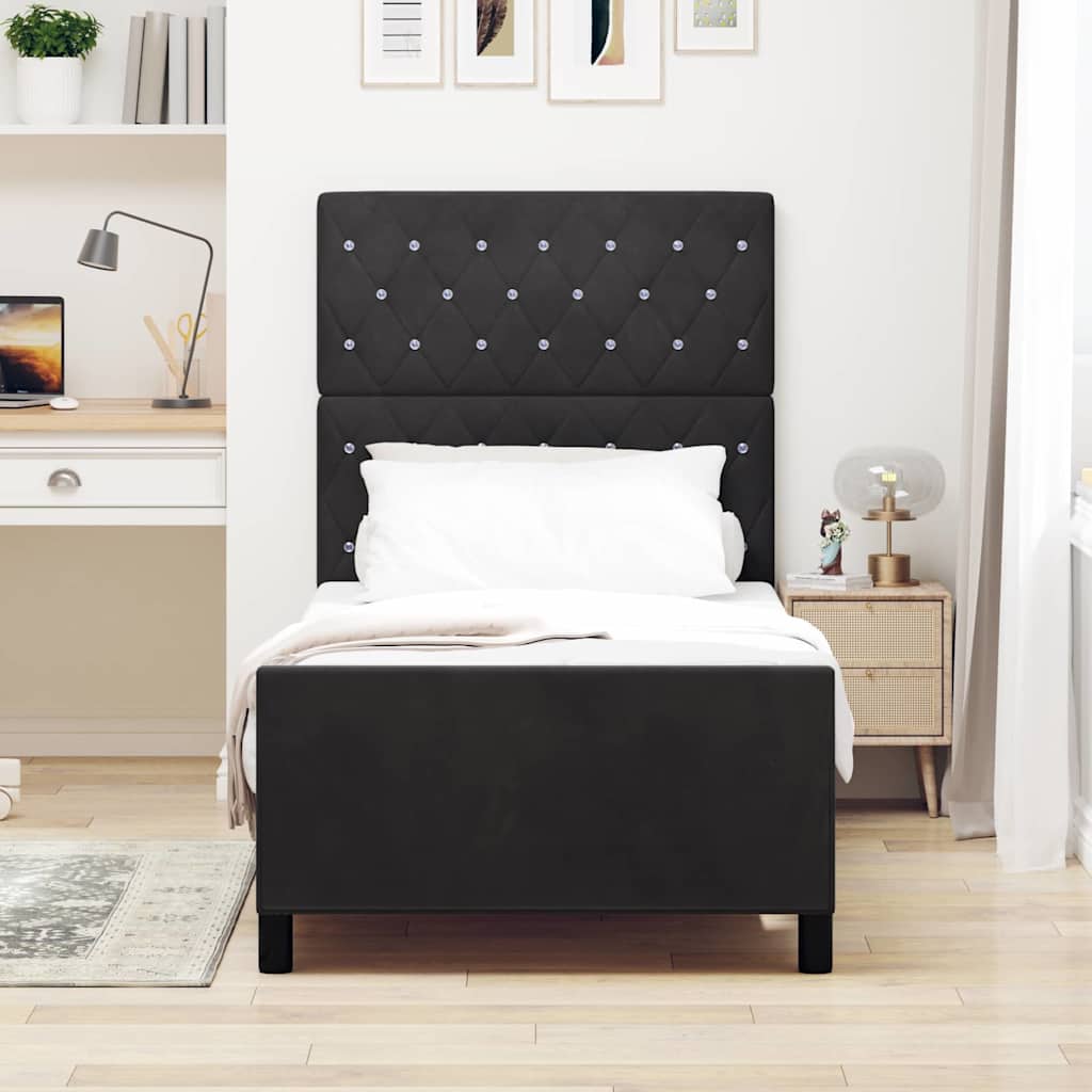 vidaXL Κρεβάτι με ελατήρια με κεφαλάρι Μαύρο 90 x 200 cm Βελούδο