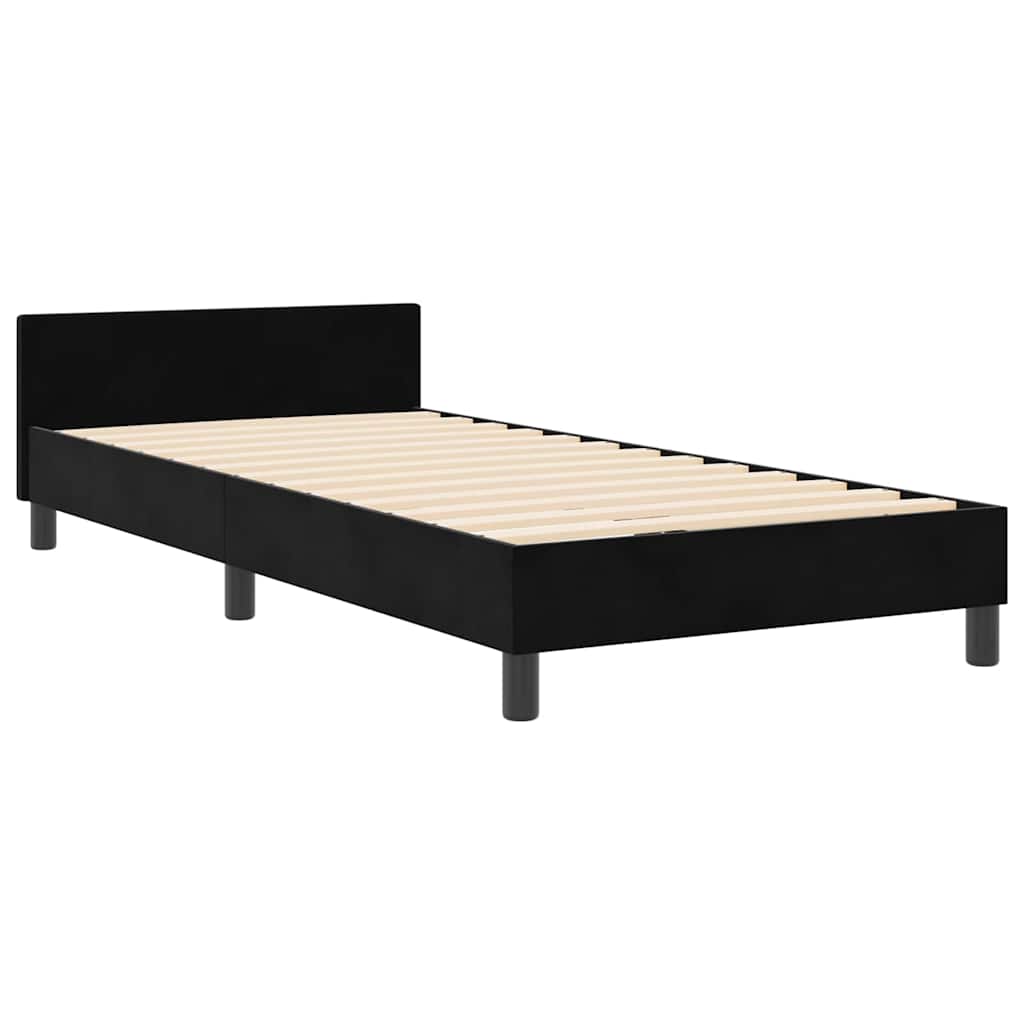 vidaXL Κρεβάτι με ελατήρια με κεφαλάρι Μαύρο 90 x 200 cm Βελούδο