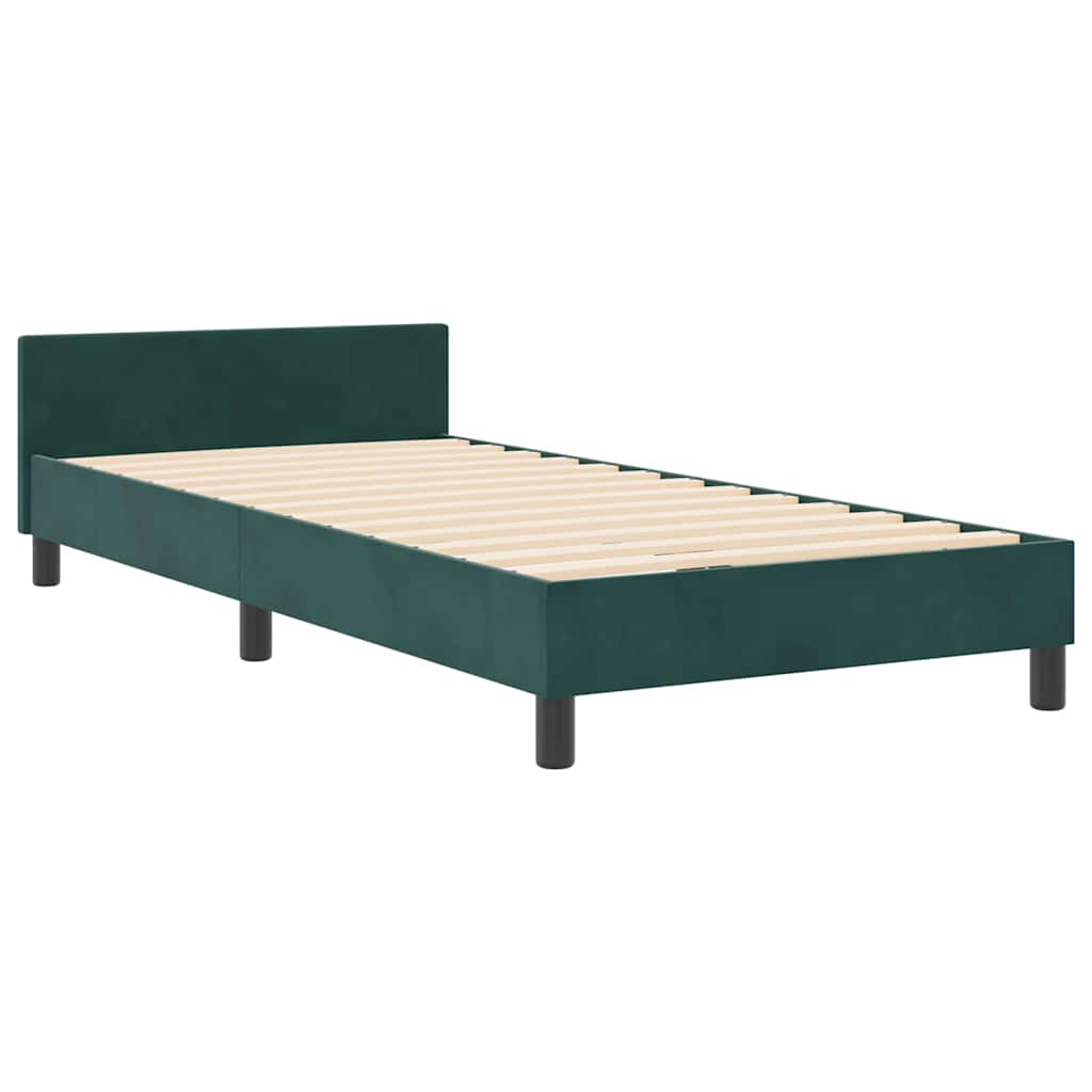 vidaXL Κρεβάτι με ελατήρια Σκούρο Πράσινο 100 x 200 cm Βελούδο
