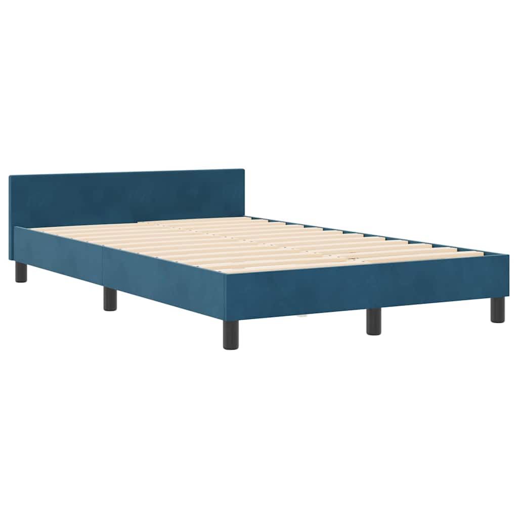 vidaXL Κρεβάτι με ελατήρια Σκούρο Μπλε 120 x 200 cm Βελούδο