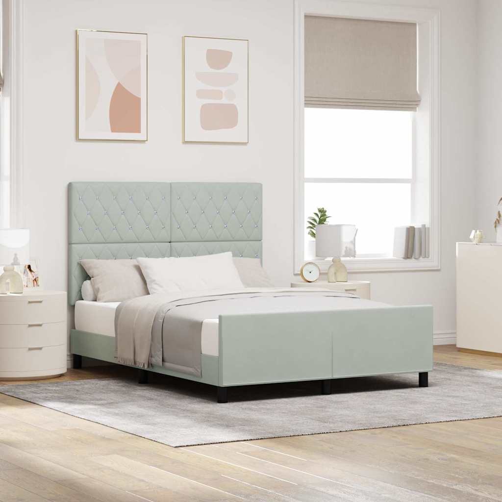 vidaXL Κρεβάτι με ελατήρια Ανοιχτό γκρι 140 x 190 cm Βελούδο