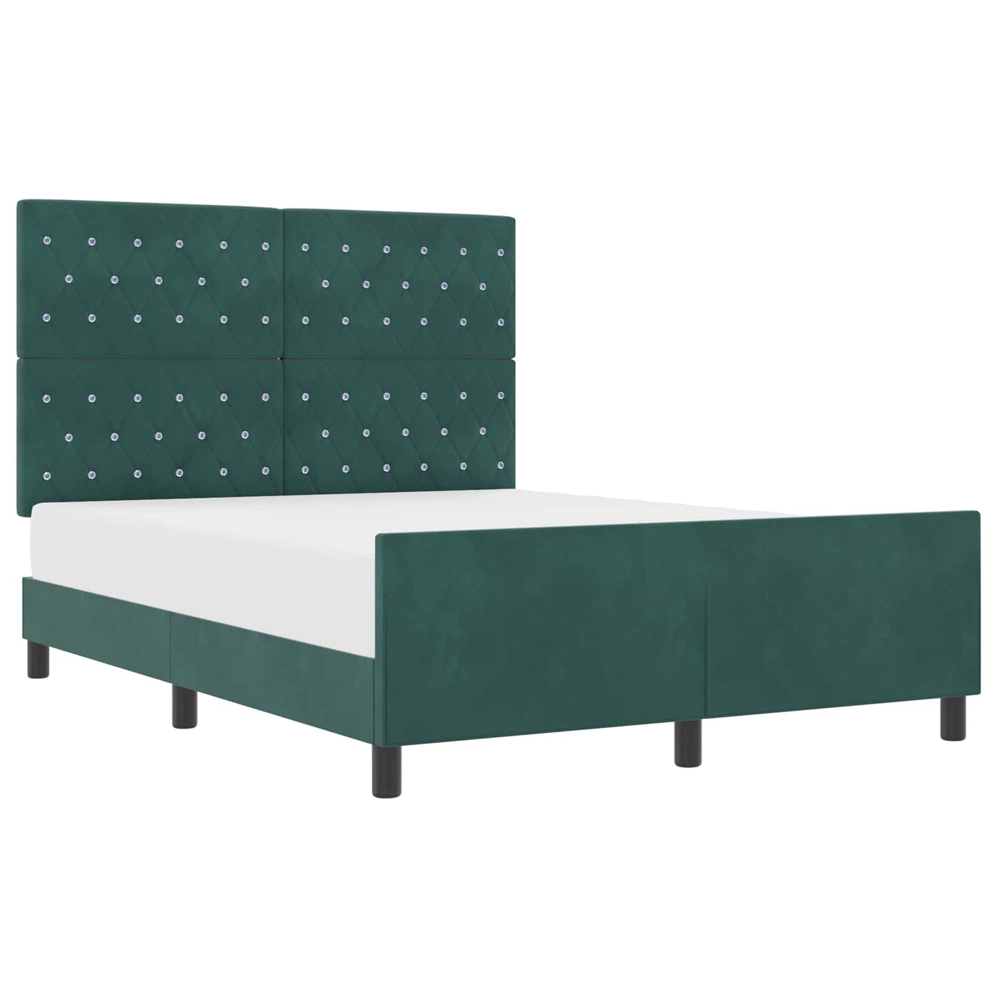 vidaXL Κρεβάτι με ελατήρια Σκούρο Πράσινο 140 x 200 cm Βελούδο