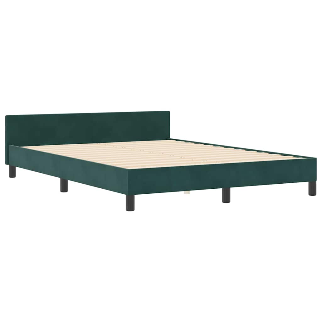 vidaXL Κρεβάτι με ελατήρια Σκούρο Πράσινο 140 x 200 cm Βελούδο