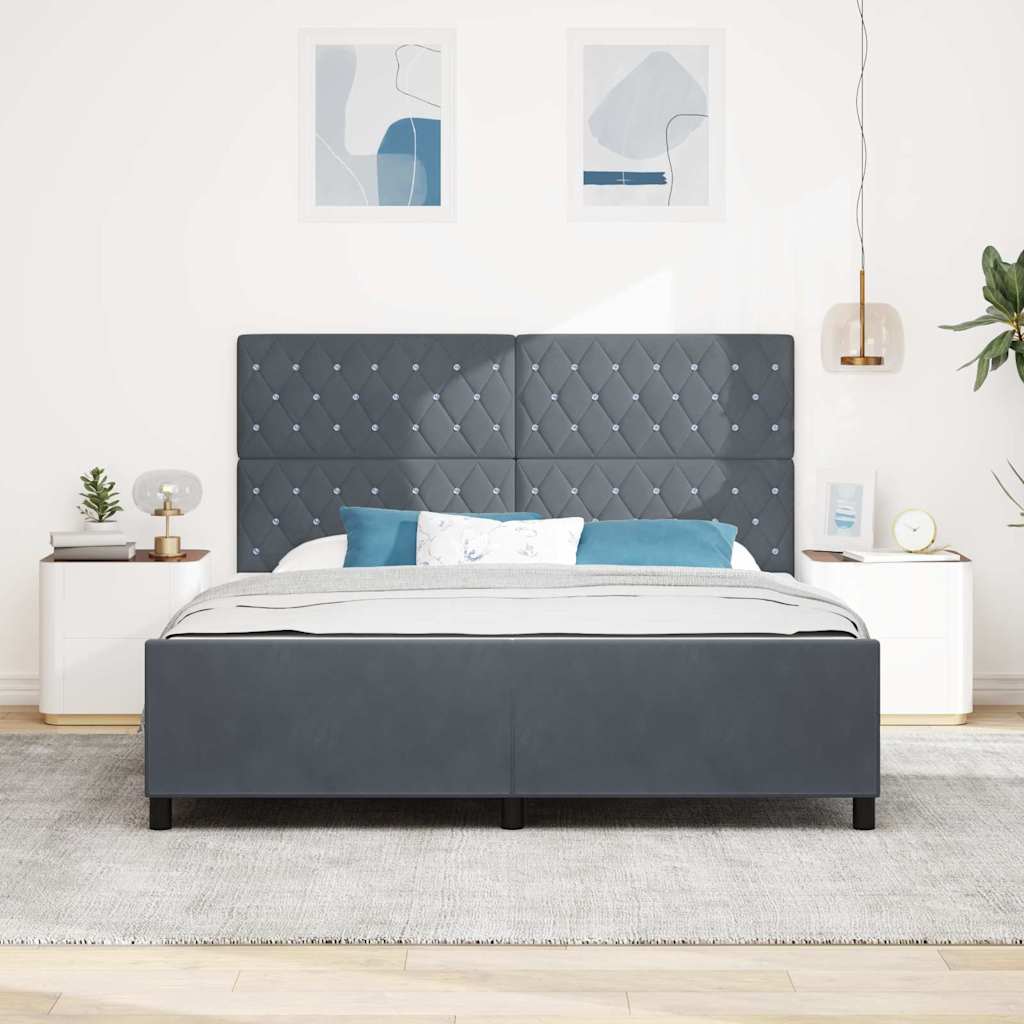 vidaXL Κρεβάτι με ελατήρια Σκούρο γκρι 180 x 200 cm Βελούδο