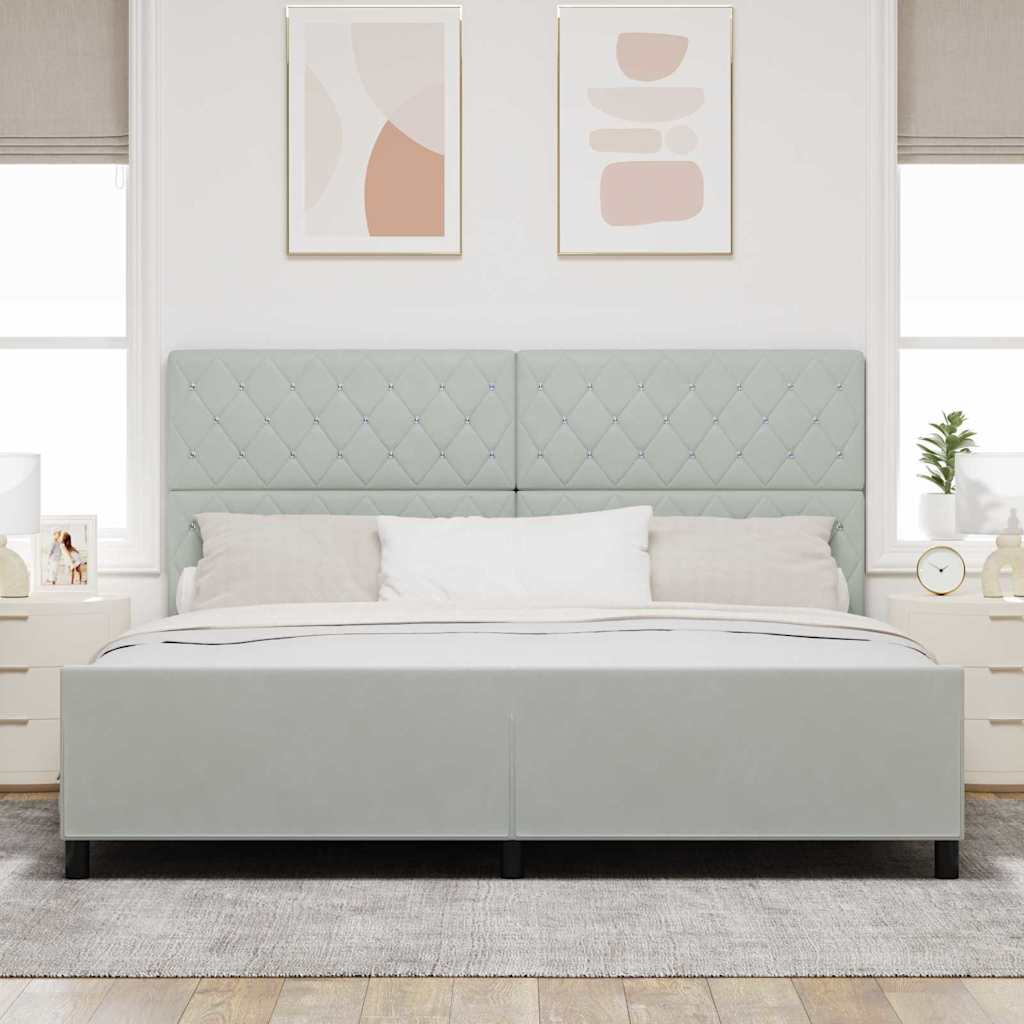 vidaXL Κρεβάτι με ελατήρια Ανοιχτό γκρι 200 x 200 cm Βελούδο