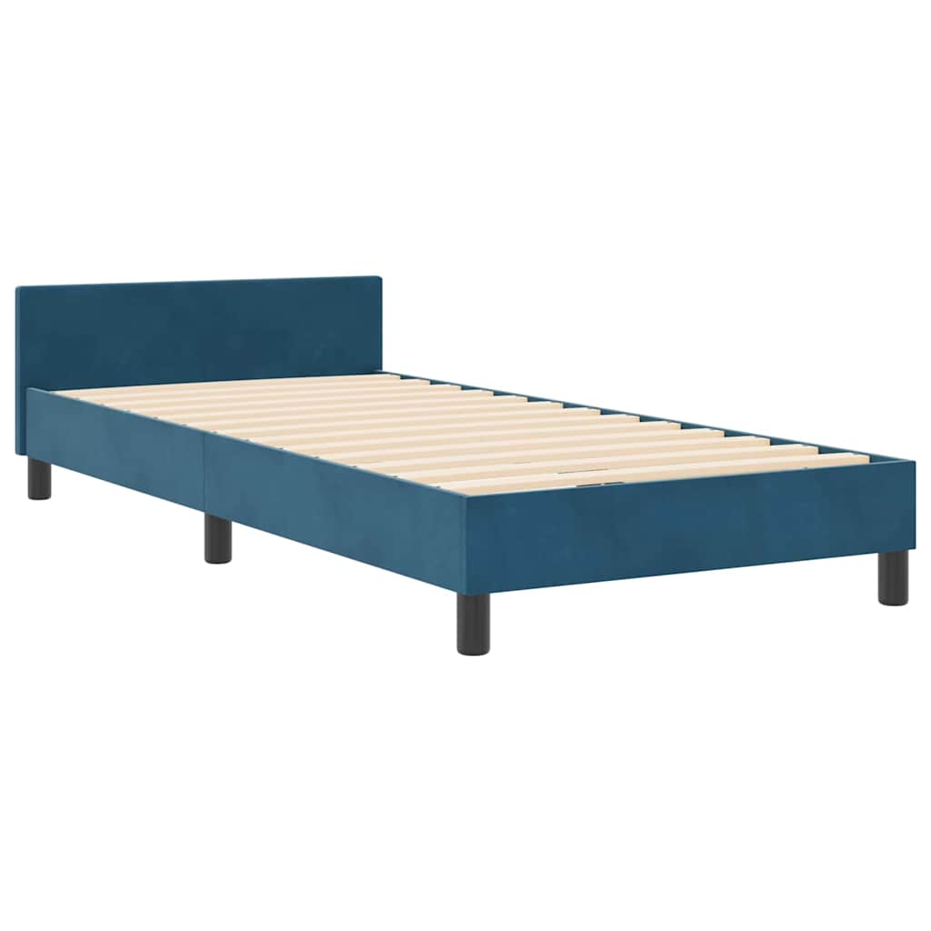vidaXL Κρεβάτι με ελατήρια Σκούρο Μπλε 100 x 200 cm Βελούδο