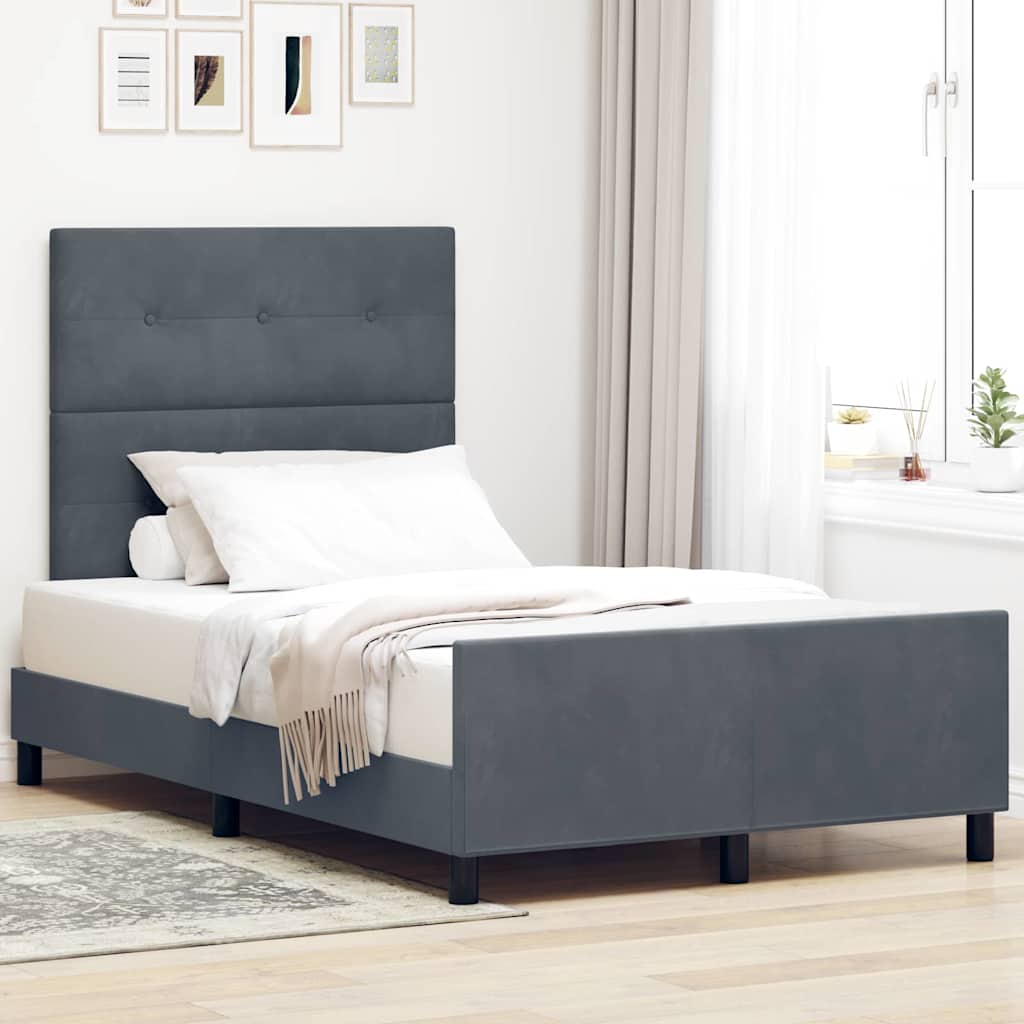 vidaXL Κρεβάτι με ελατήρια Σκούρο γκρι 120 x 190 cm Βελούδο