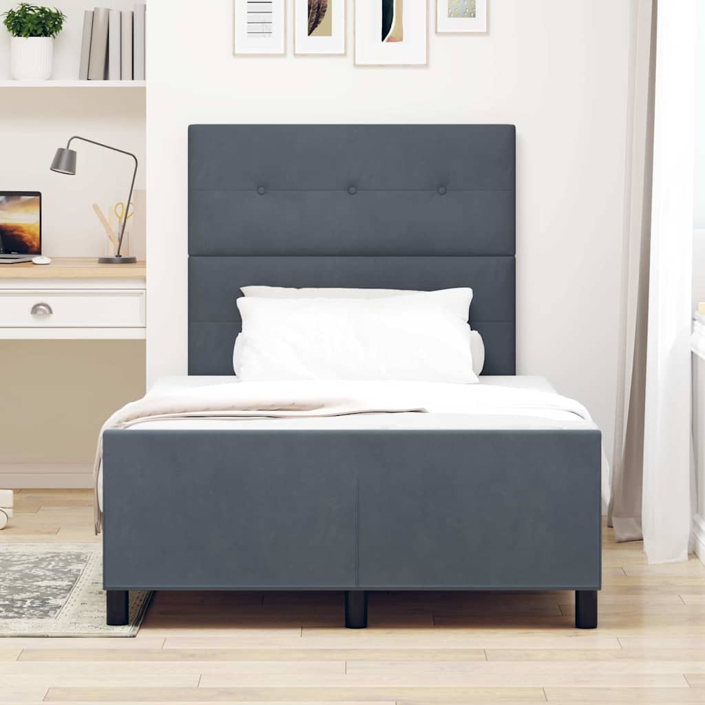 vidaXL Κρεβάτι με ελατήρια Σκούρο γκρι 120 x 190 cm Βελούδο