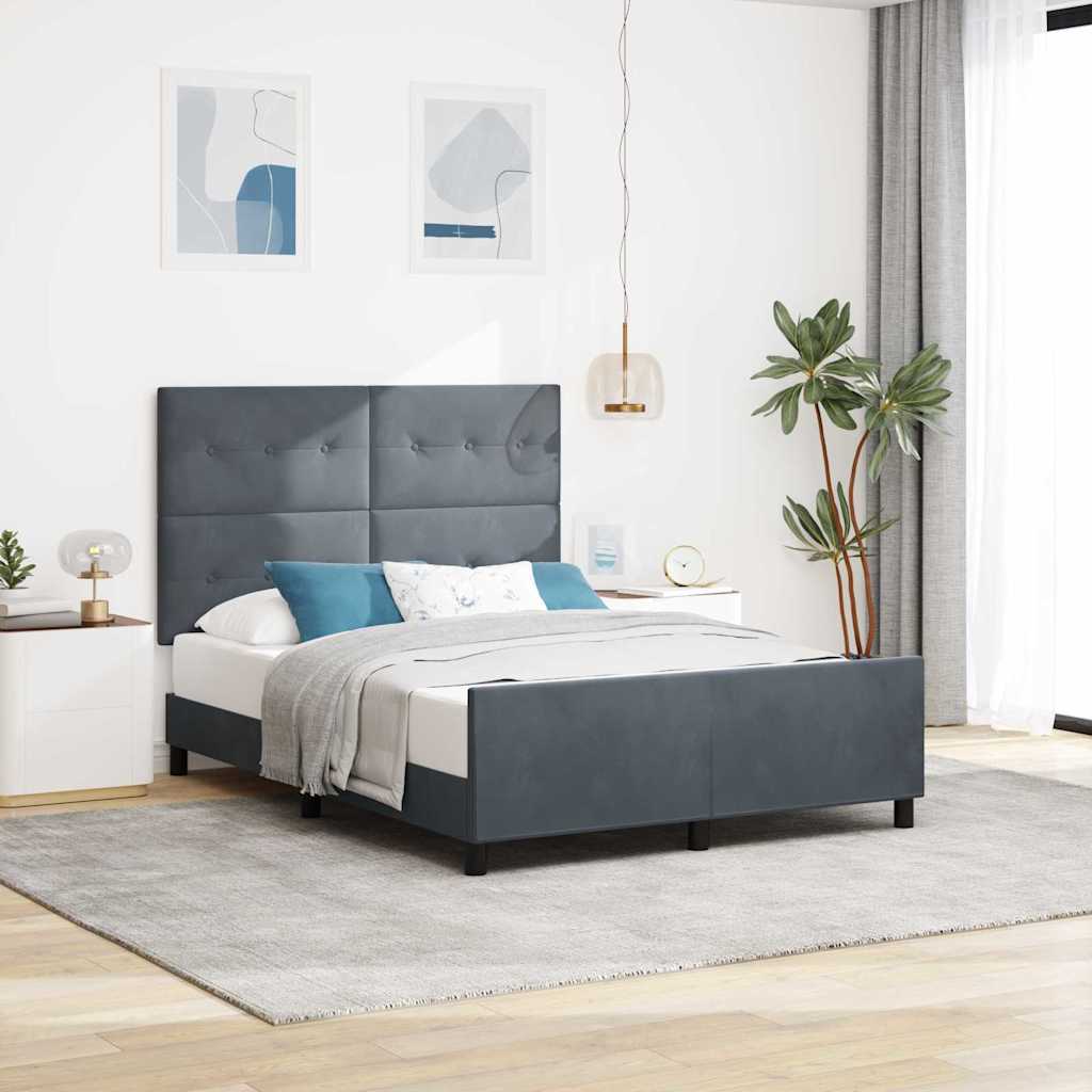 vidaXL Κρεβάτι με ελατήρια Σκούρο γκρι 160 x 200 cm Βελούδο