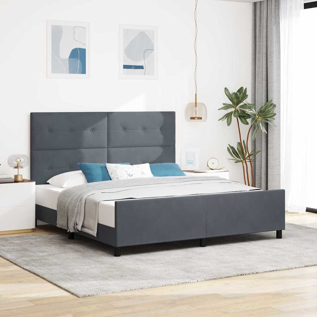 vidaXL Κρεβάτι με ελατήρια Σκούρο γκρι 180 x 200 cm Βελούδο