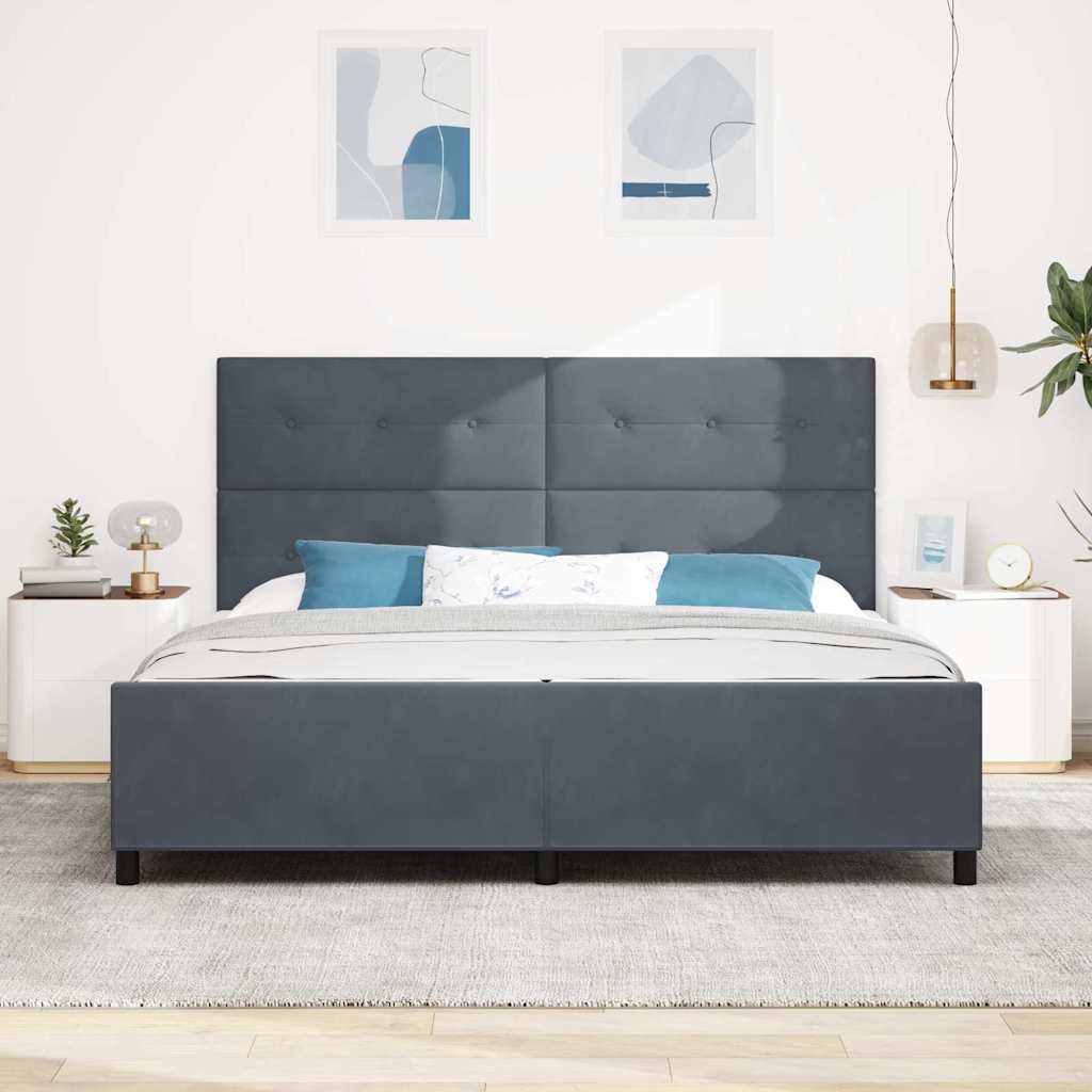 vidaXL Κρεβάτι με ελατήρια Σκούρο γκρι 200 x 200 cm Βελούδο