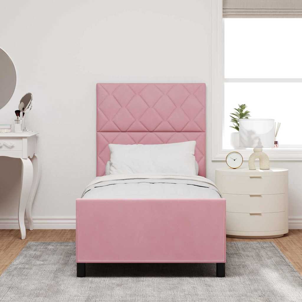 vidaXL Κρεβάτι με ελατήρια με κεφαλάρι Ροζ 90 x 200 cm Βελούδο