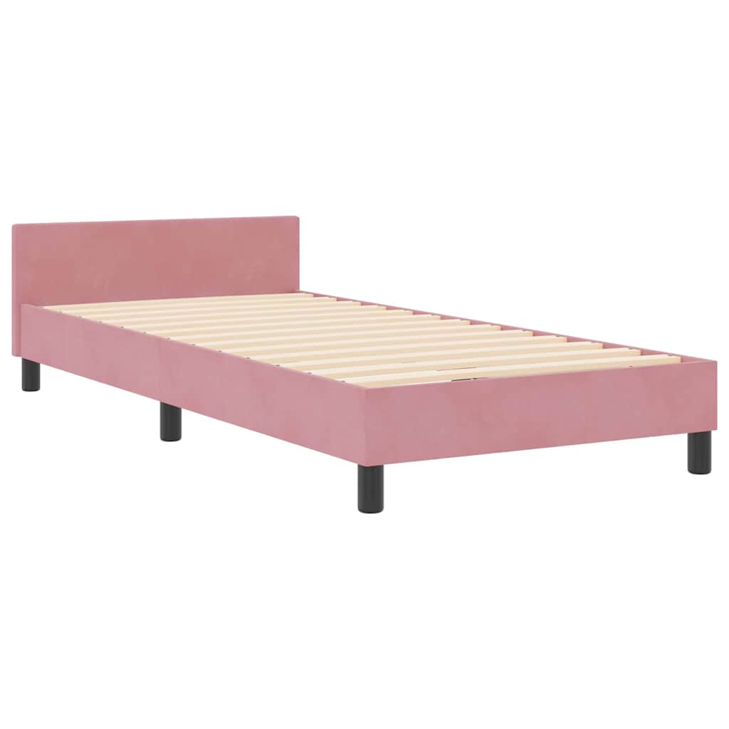 vidaXL Κρεβάτι με ελατήρια με κεφαλάρι Ροζ 90 x 200 cm Βελούδο