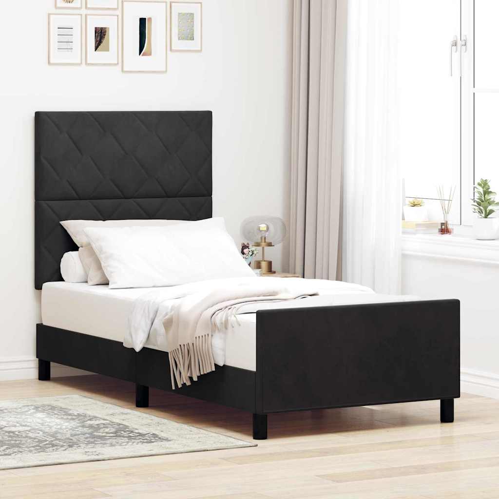 vidaXL Κρεβάτι με ελατήρια με κεφαλάρι Μαύρο 100 x 200 cm Βελούδο