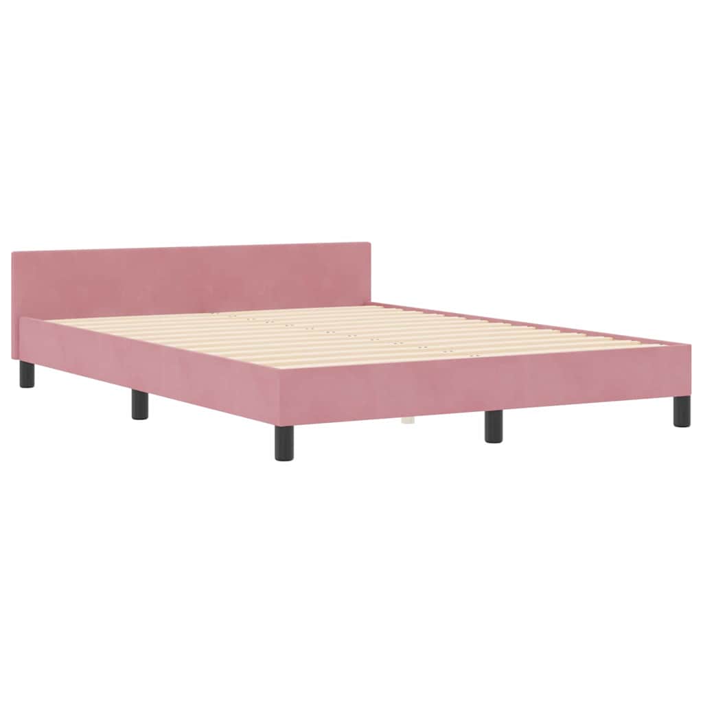 vidaXL Κρεβάτι με ελατήρια με κεφαλάρι Ροζ 140 x 190 cm Βελούδο