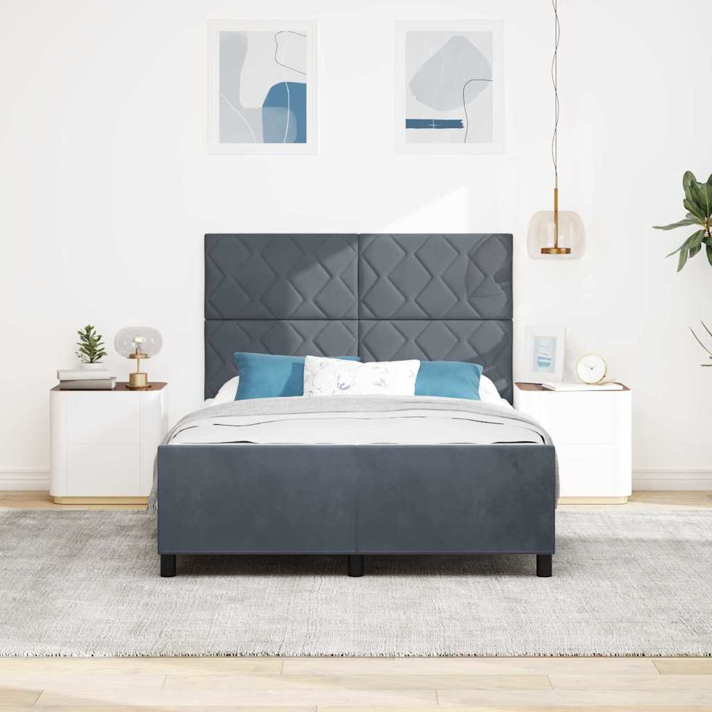 vidaXL Κρεβάτι με ελατήρια Σκούρο γκρι 160 x 200 cm Βελούδο