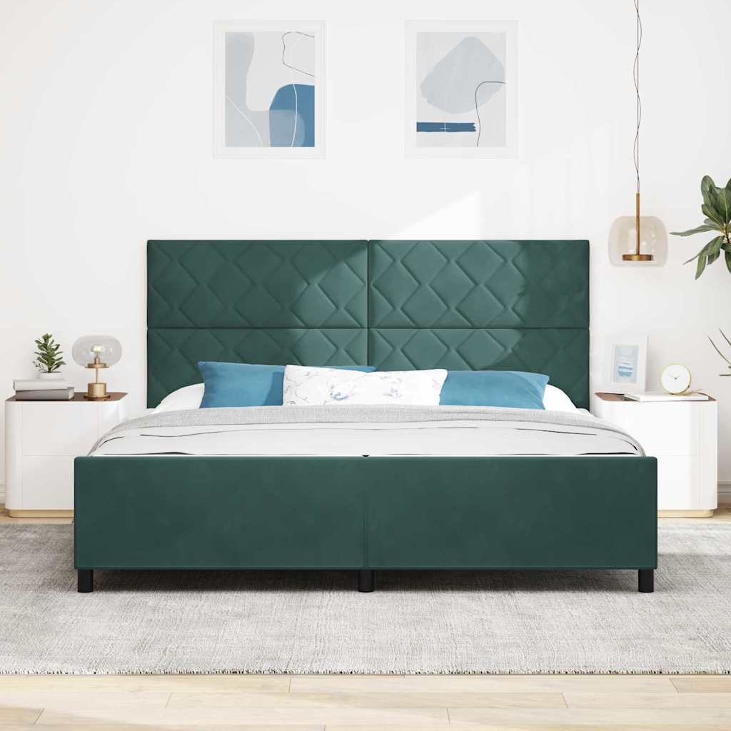 vidaXL Κρεβάτι με ελατήρια Σκούρο Πράσινο 200 x 200 cm Βελούδο