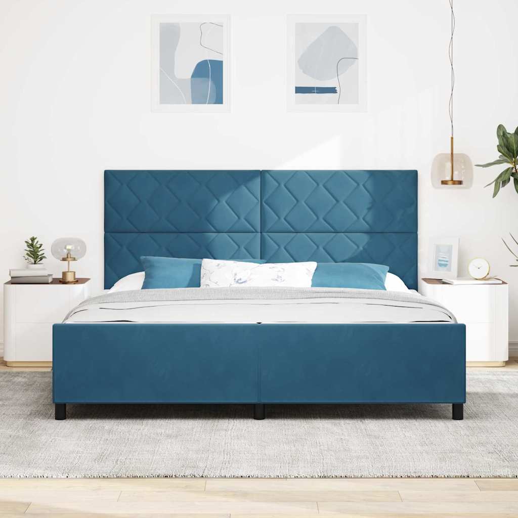 vidaXL Κρεβάτι με ελατήρια Σκούρο Μπλε 200 x 200 cm Βελούδο