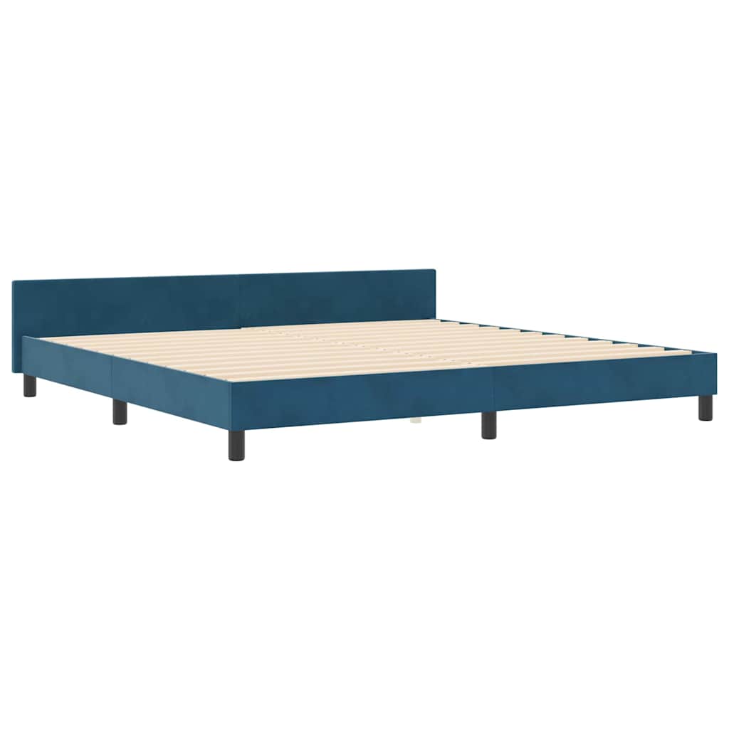 vidaXL Κρεβάτι με ελατήρια Σκούρο Μπλε 200 x 200 cm Βελούδο