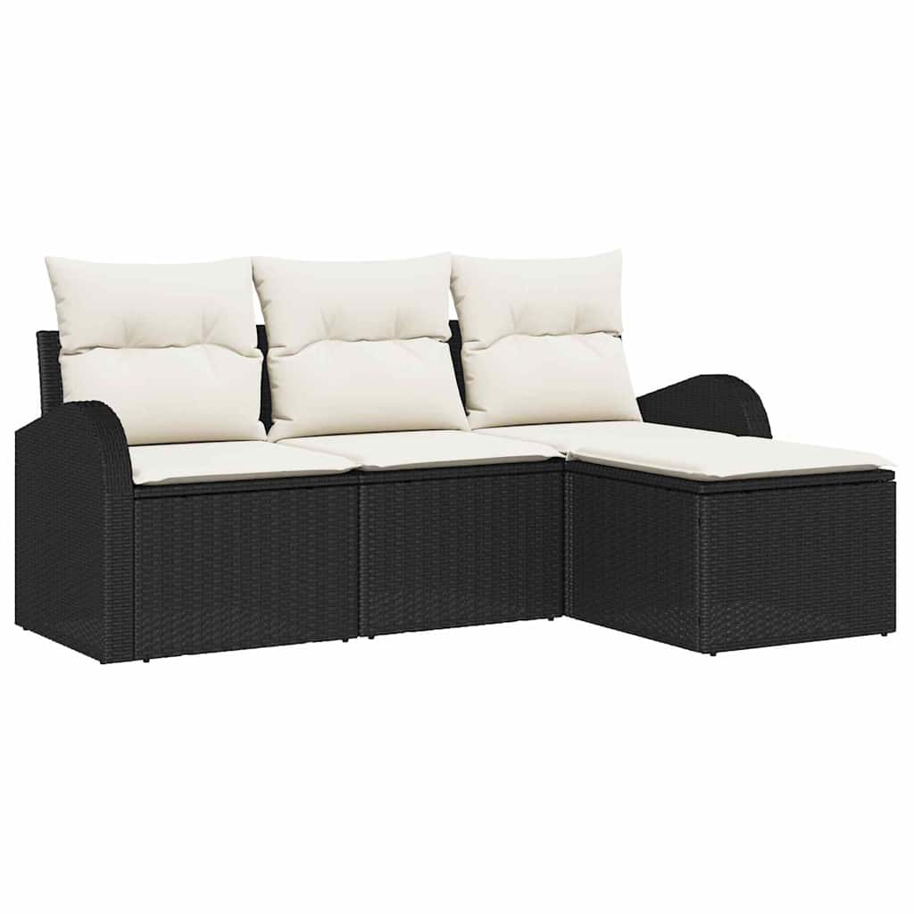 vidaXL Σετ Καναπέ με μαξιλάρι 4 pcs Μαύρο και Λευκό συνθετικό ρατάν