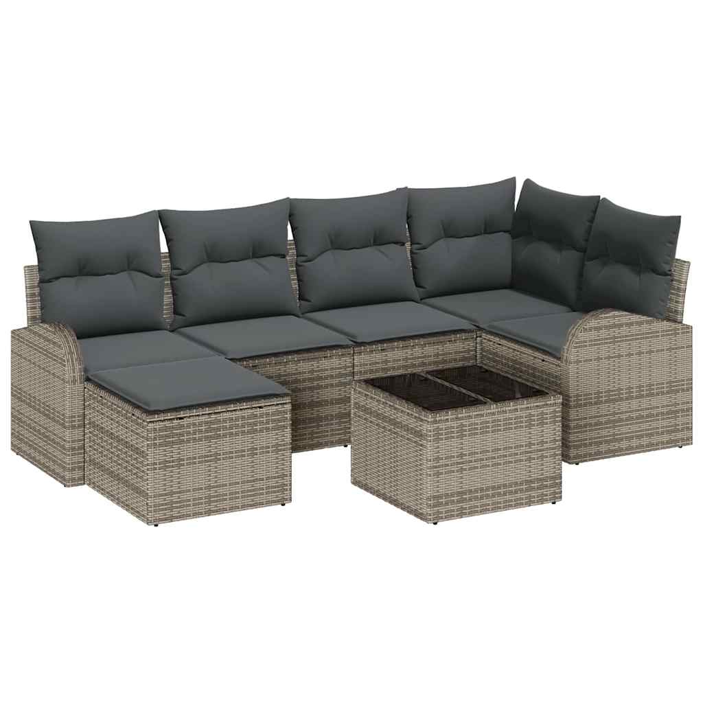 vidaXL Σετ Καναπέ με μαξιλάρι με αποθήκευση 7 pcs Γκρι συνθετικό ρατάν
