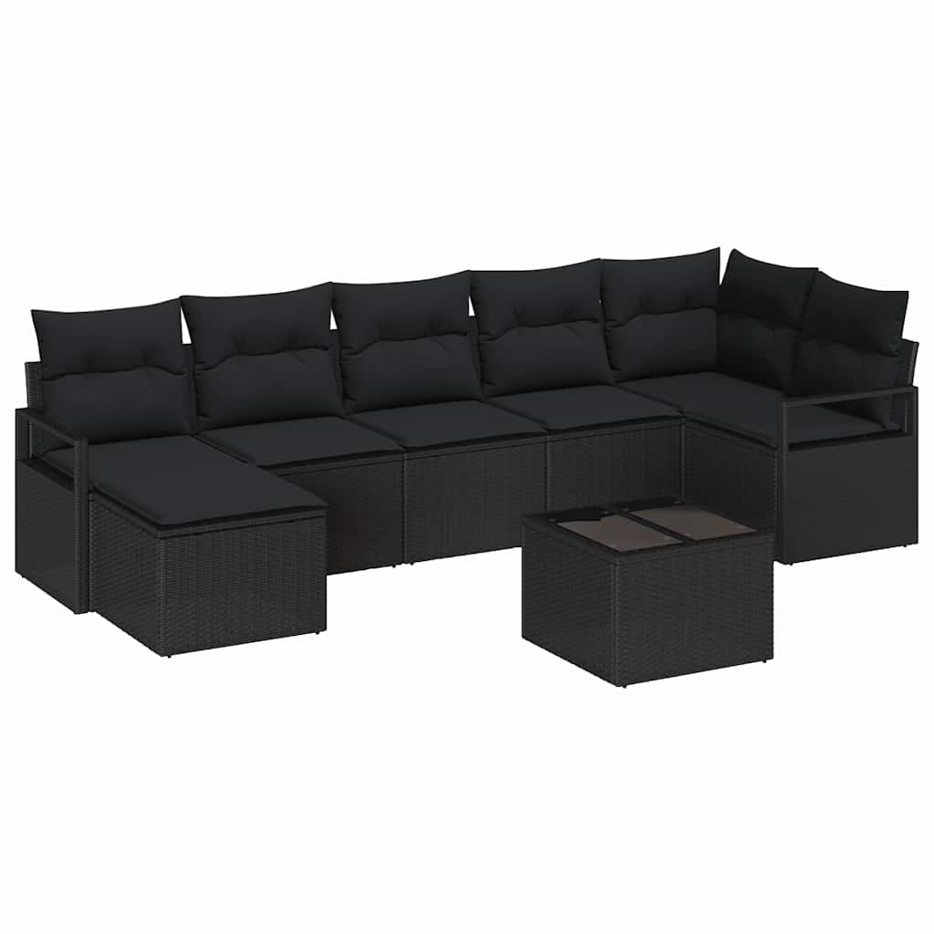 vidaXL Σετ Καναπέ με μαξιλάρι 8 pcs Μαύρο συνθετικό ρατάν