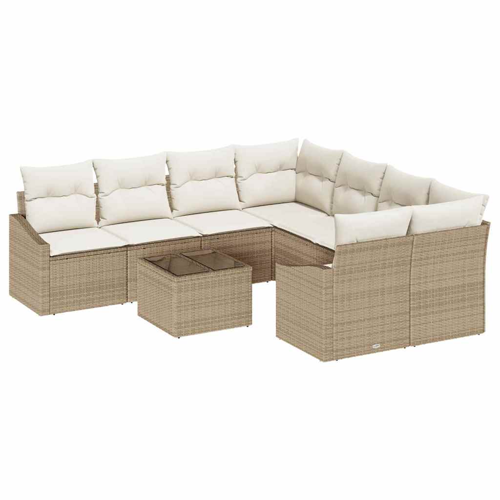 vidaXL Σετ Καναπέ Κήπου με μαξιλάρι 9 pcs Μπεζ, Κρέμα 55 x 55 x 37 εκ
