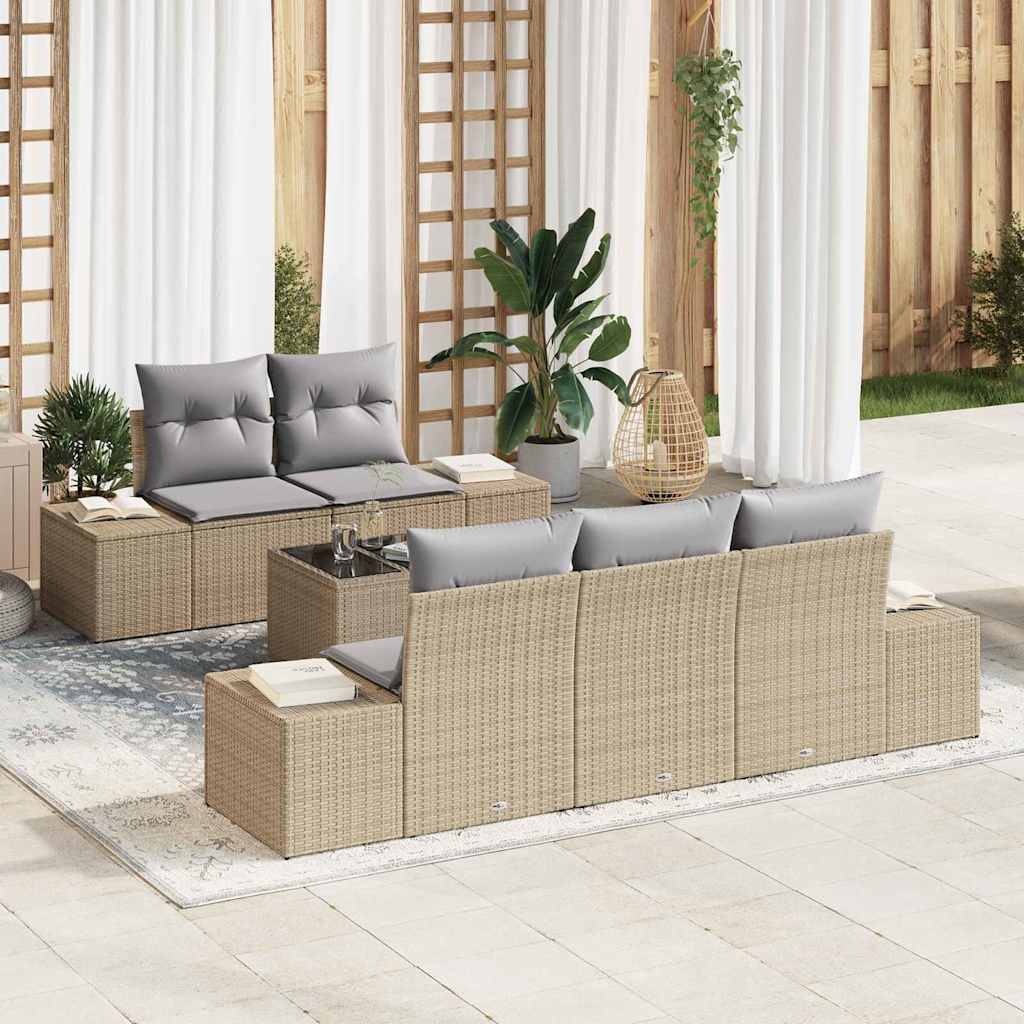 vidaXL Σετ Καναπέ Κήπου 6 pcs Μπεζ και Γκρι 55 x 55 x 37 εκ