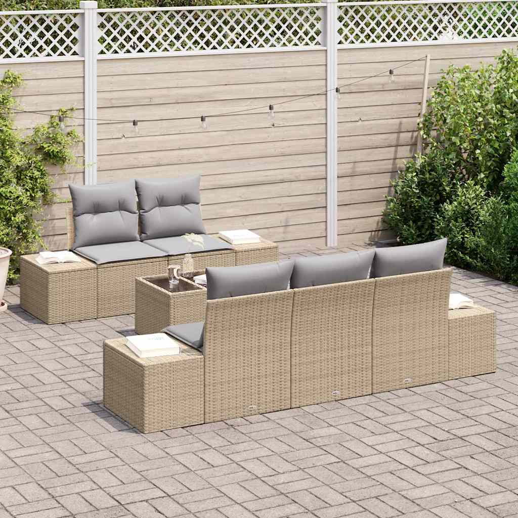 vidaXL Σετ Καναπέ Κήπου 6 pcs Μπεζ και Γκρι 55 x 55 x 37 εκ