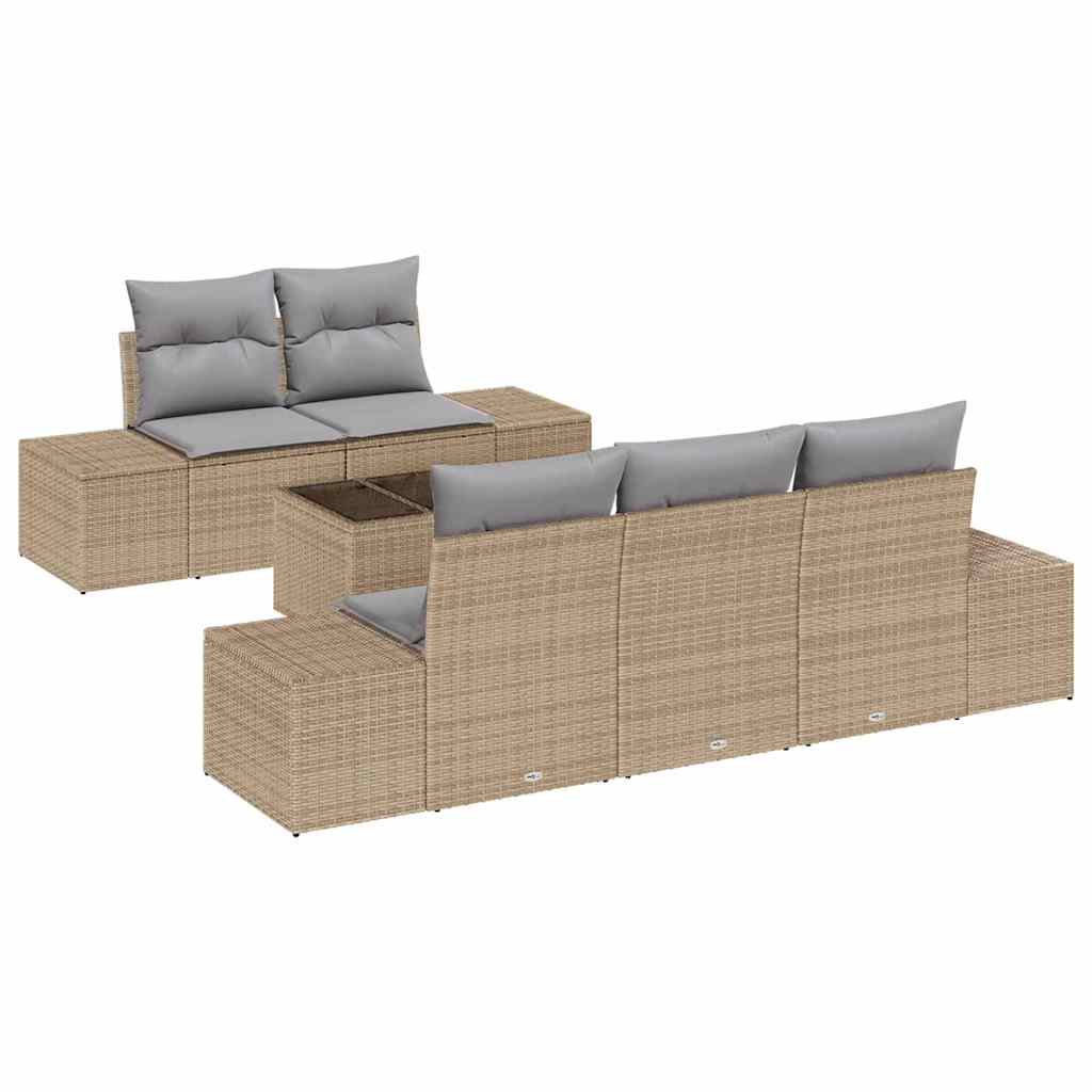 vidaXL Σετ Καναπέ Κήπου 6 pcs Μπεζ και Γκρι 55 x 55 x 37 εκ