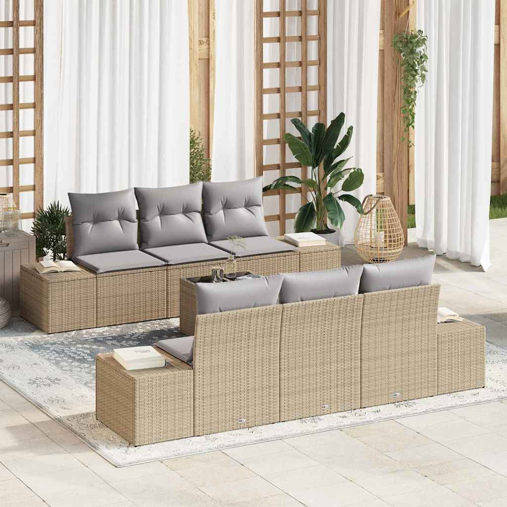 vidaXL Σετ Καναπέ Κήπου 7 pcs Μπεζ και Γκρι 55 x 55 x 37 εκ