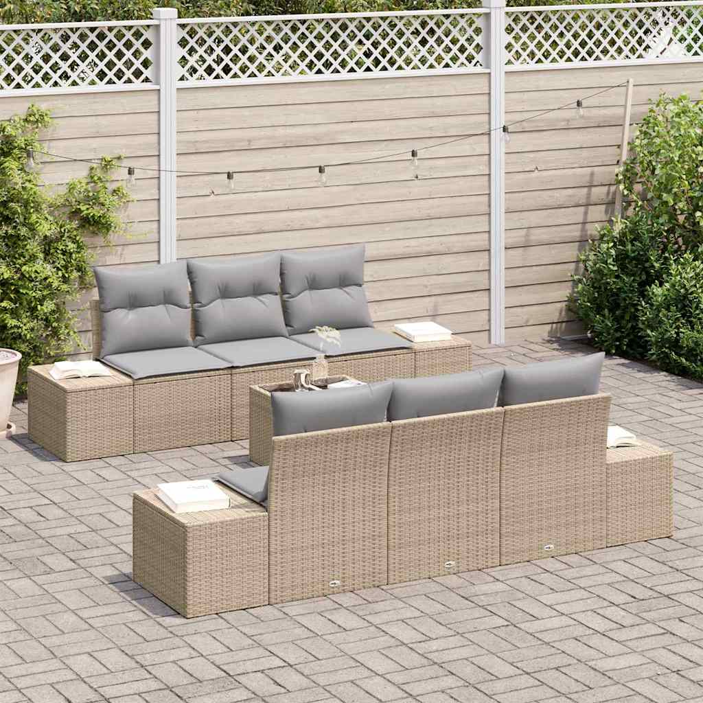 vidaXL Σετ Καναπέ Κήπου 7 pcs Μπεζ και Γκρι 55 x 55 x 37 εκ