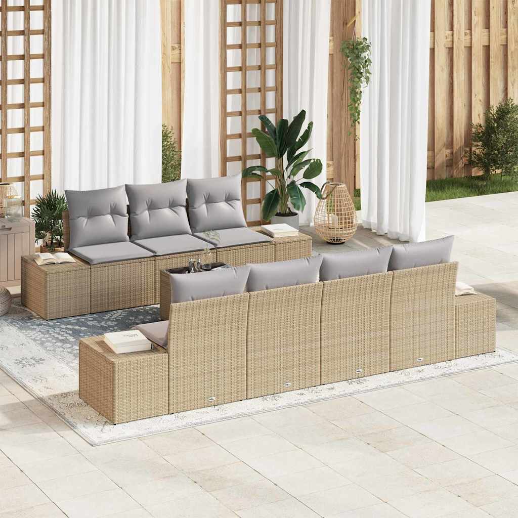 vidaXL Σετ Καναπέ Κήπου 8 pcs Μπεζ και Γκρι 55 x 55 x 37 εκ