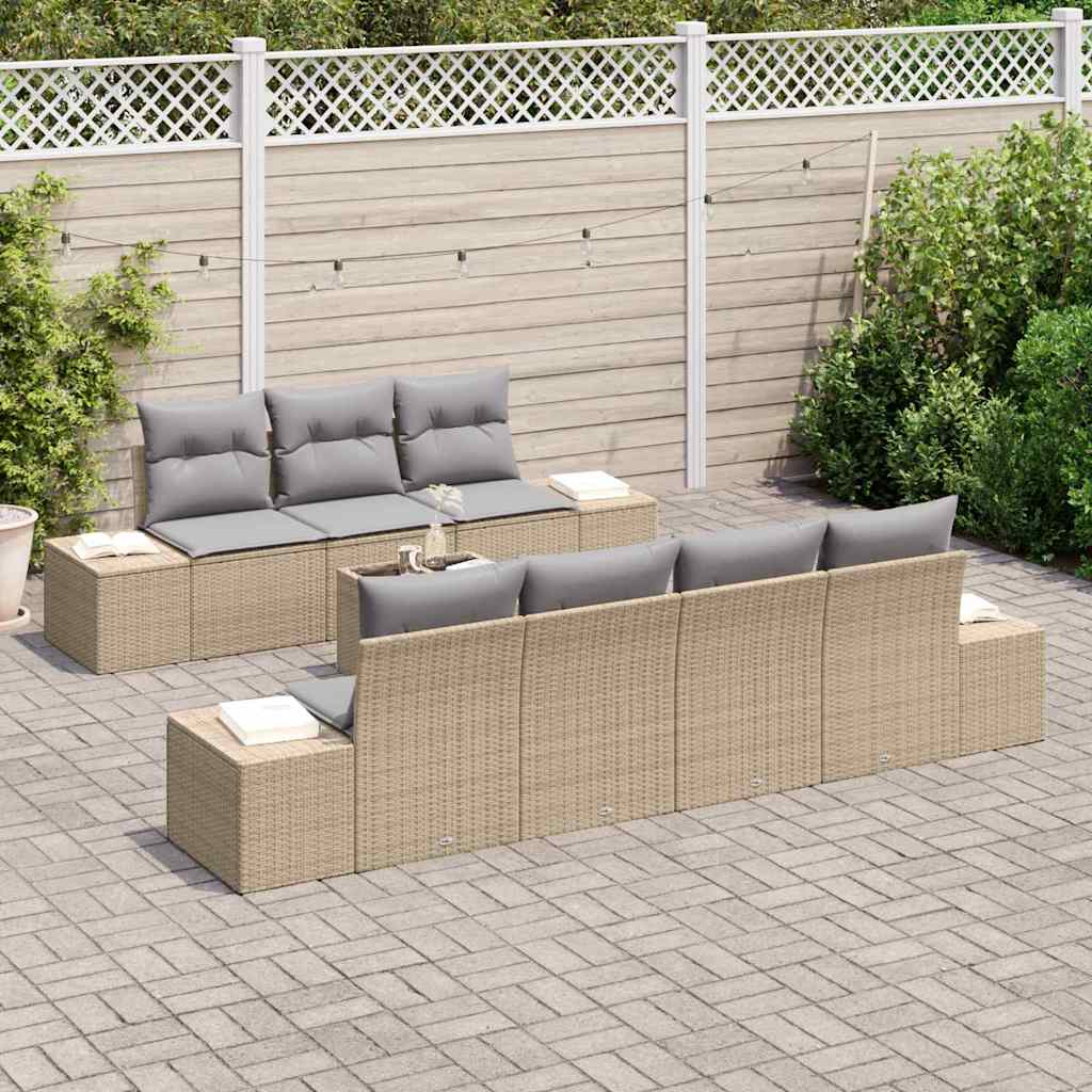 vidaXL Σετ Καναπέ Κήπου 8 pcs Μπεζ και Γκρι 55 x 55 x 37 εκ