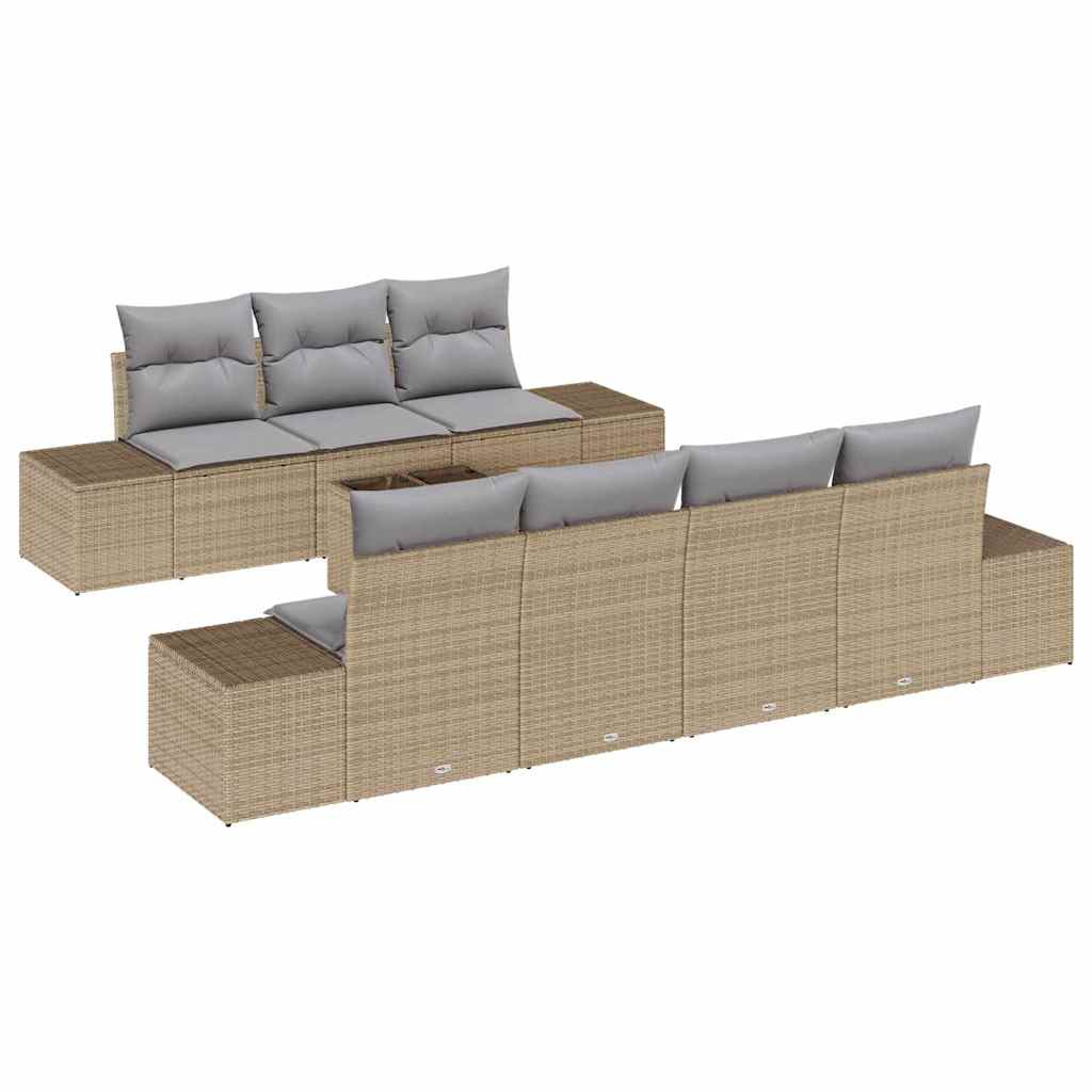 vidaXL Σετ Καναπέ Κήπου 8 pcs Μπεζ και Γκρι 55 x 55 x 37 εκ
