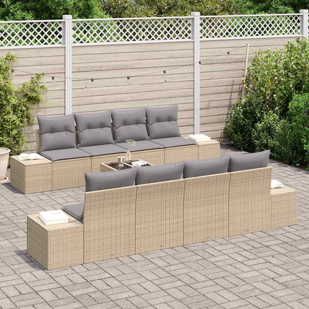 vidaXL Σετ Καναπέ Κήπου 7 pcs Μπεζ και Γκρι 55 x 55 x 37 εκ