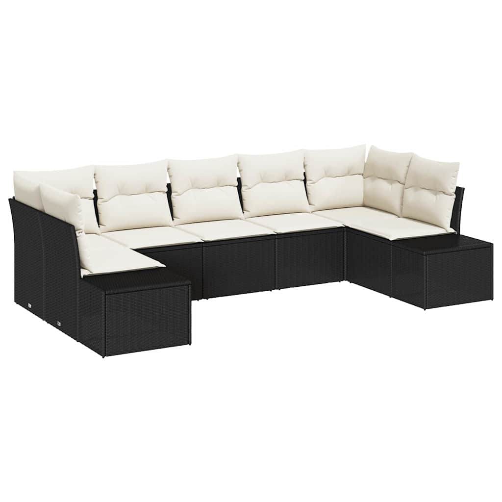 vidaXL Σετ Καναπέ Κήπου 7 pcs Μαύρο και κρεμ 289 x 154 x 85 εκ.