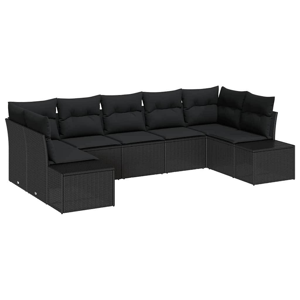 vidaXL Σετ Καναπέ Κήπου 7 pcs Μαύρο 289 x 154 x 85 εκ. Πολυ ράταν