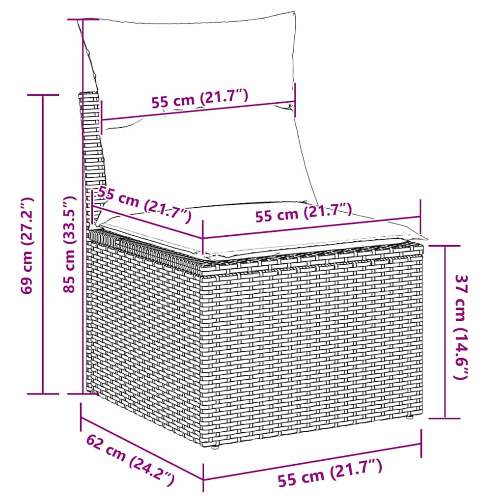 vidaXL Σετ Καναπέ Κήπου 9 pcs μπεζ και ανοιχτό γκρι 289 x 209 x 85 εκ