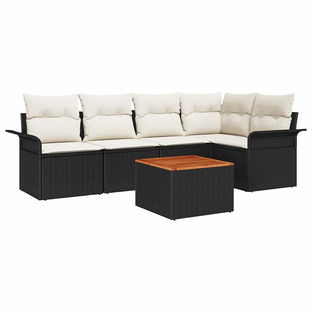 vidaXL Σετ Καναπέ Κήπου 6 pcs Μαύρο και Κρέμα 55 x 55 x 37 εκ